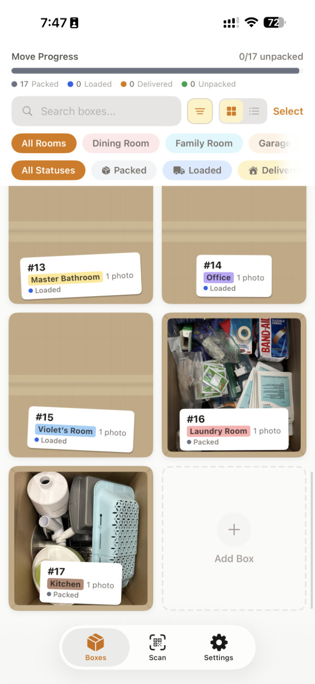 Boxlo box catalog view